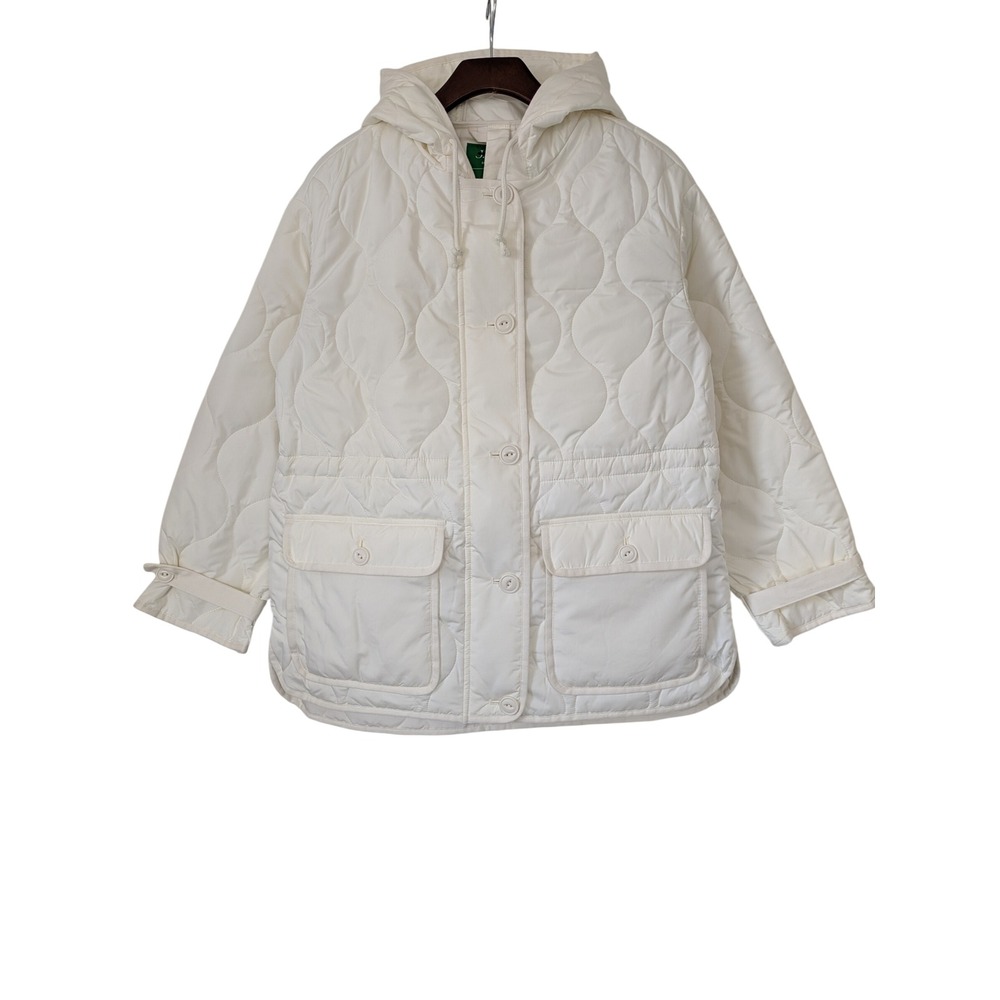 J. Crew Oslo Jacket‎ PrimaLoft Hooded Quilted Ivory Size XS NWT $228 CF691